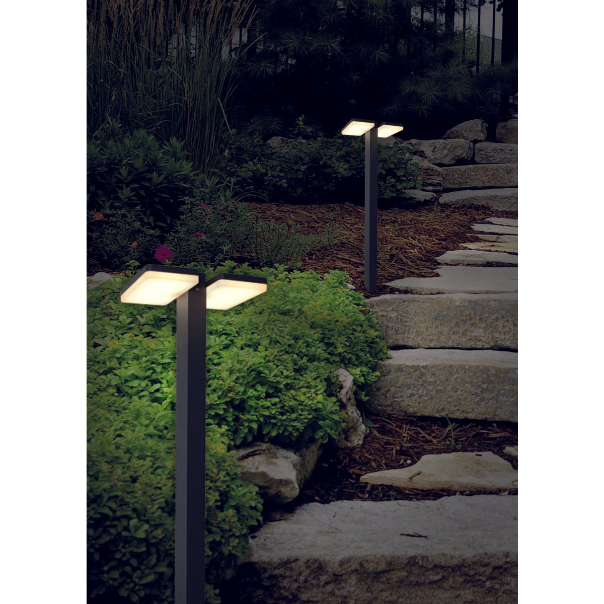 LED Buitenbasis "Clair", gemaakt van metaal in antraciet, met geïntegreerde LED