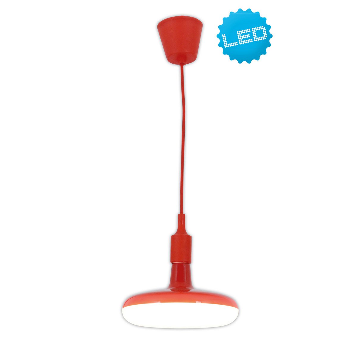 Hanglamp "UFO" LED -rood, hangende lamp gemaakt van plastic met E27 -aansluiting inclusief lamp