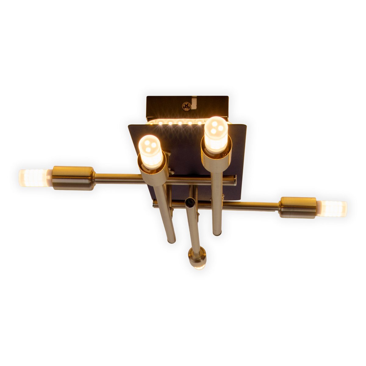 LED -plafondlamp "Ancona" met achtergrondverlichting gemaakt van metaal in zwart en messing, G9 -versies, lamp voor woonkamer, eetkamer, gang en kantoor, ca.