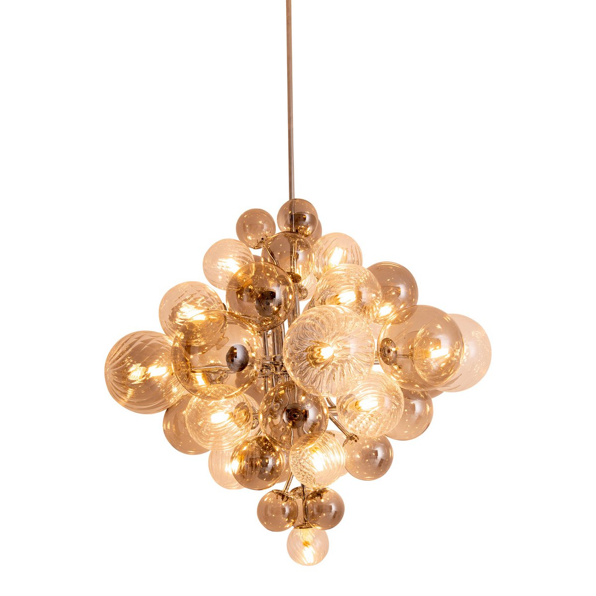 Hanger lamp "bol" Ø 75 cm, au s metaal en glas met verschillende structuren, verlichting voor woonkamer, eetkamer of kantoor.