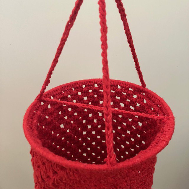 Luna -Leena Lampion Crochet - Rood - Organisch katoen - Handhaak in Nepal