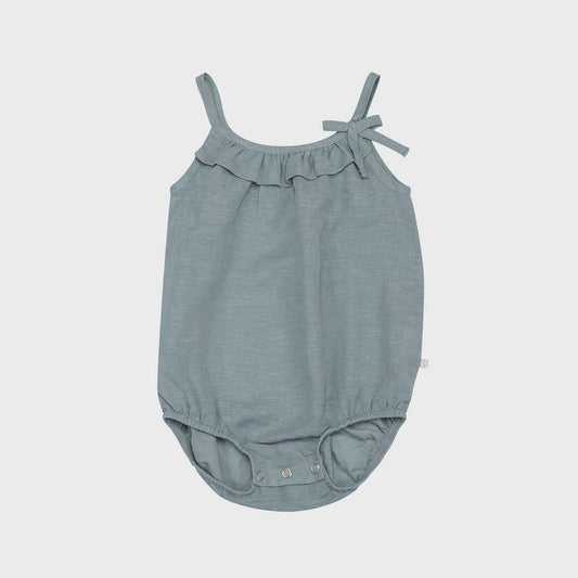OrganicEra biologische babybody met ruches van hennep, blauw