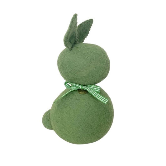 Luna -Leena Easter Bunny Standing - Green - Wool Filt - Handmade in Nepal