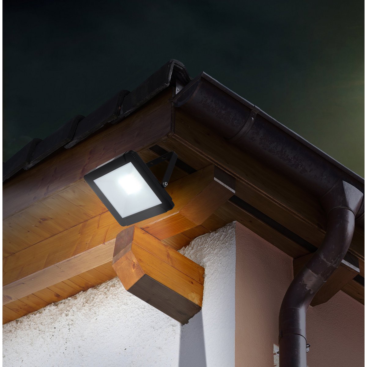 LED Outer Lamp "Spotlight" 30W, gemaakt van metaal en glas in het zwart, met geïntegreerde LED