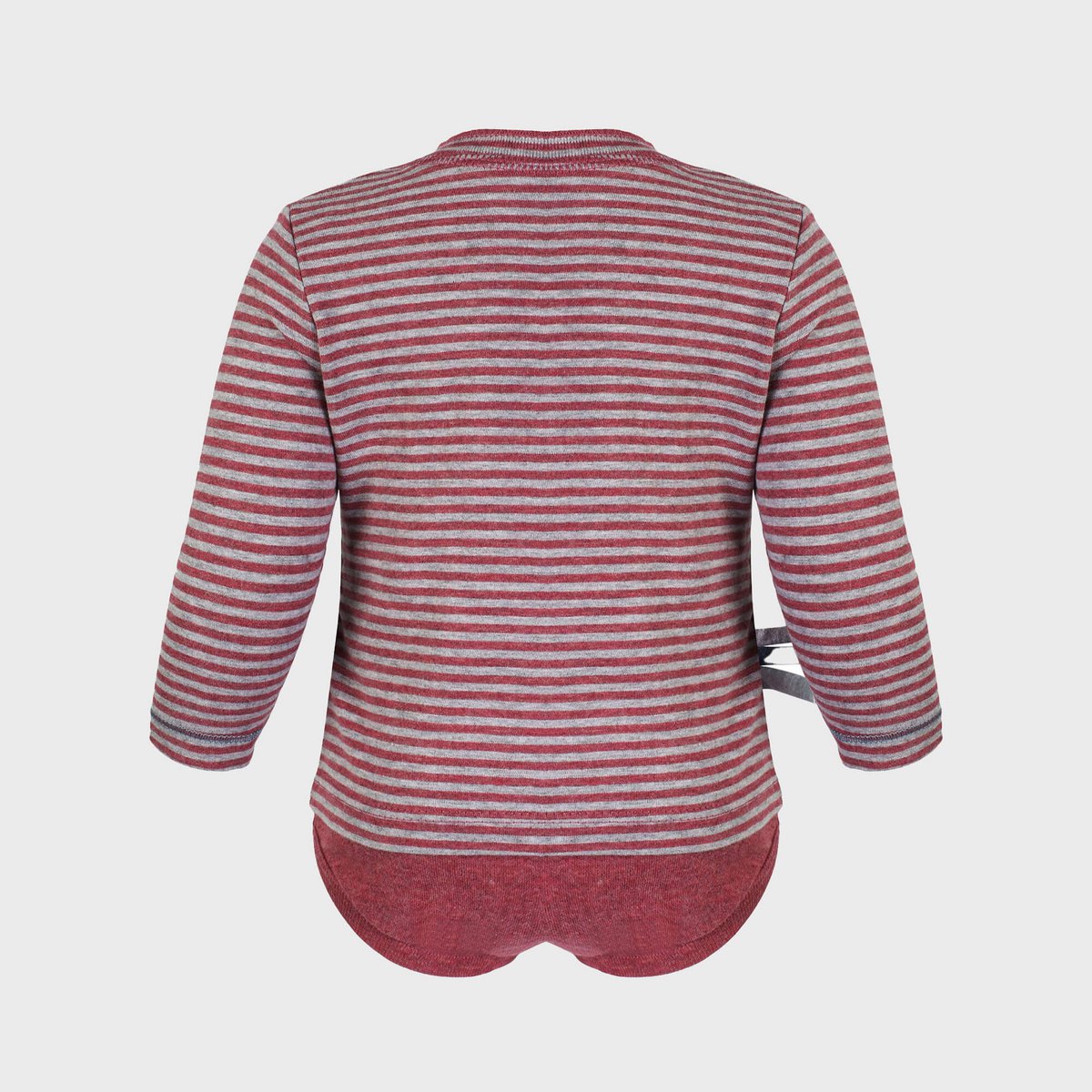 OrganicEra Organic Baby L/S T-shirt body, bordeaux gestreept