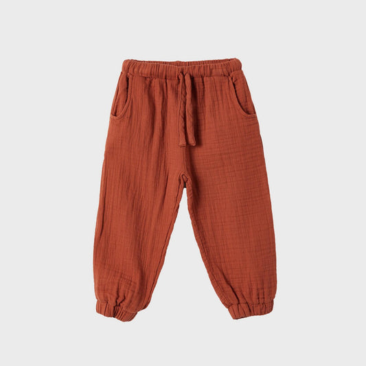 OrganicEra Biologische mousseline kinderbroek, roest