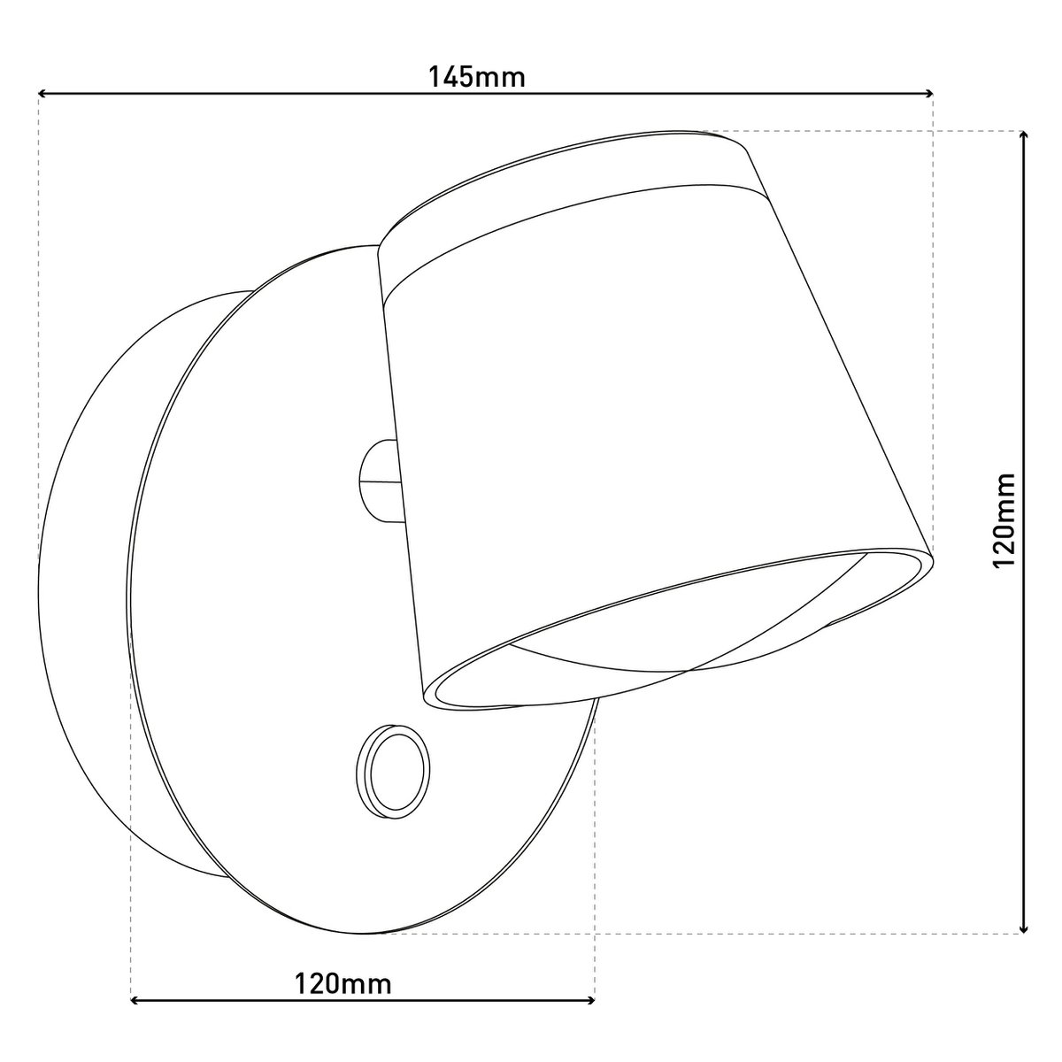 Wordeloos wandlicht "tondo" magnetisch, ca. 12 x 14,5 cm, gemaakt van black metal, voor binnen