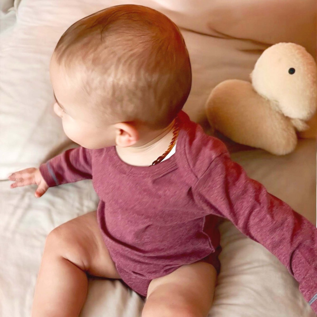 OrganicEra biologische babyrompertje met lange mouwen, bordeaux