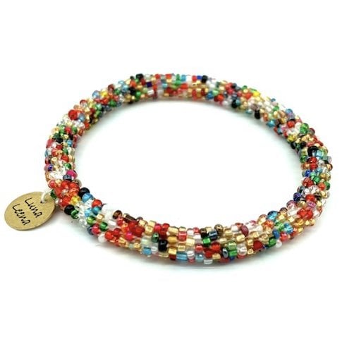 Luna -ieena kralen armbandroll - Multicolor - volwassen - hand gehaakte uit glazen kralen in Nepal