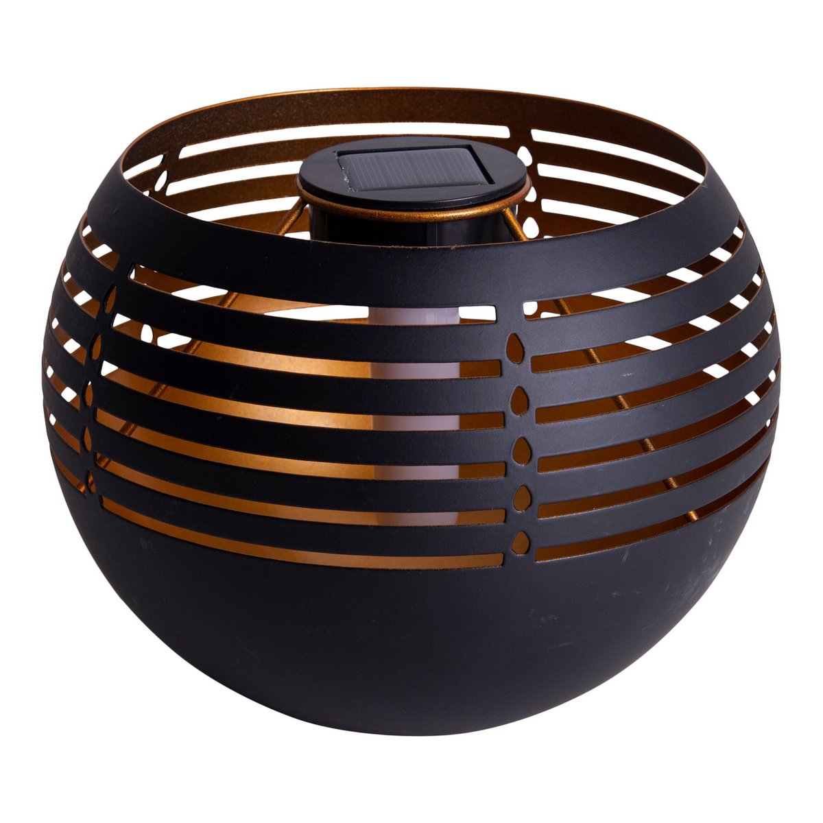 LED Decoratief-solar tafellicht, 16 cm hoog voor buiten, gemaakt van zwart metaal en plastic, met geïntegreerde LED