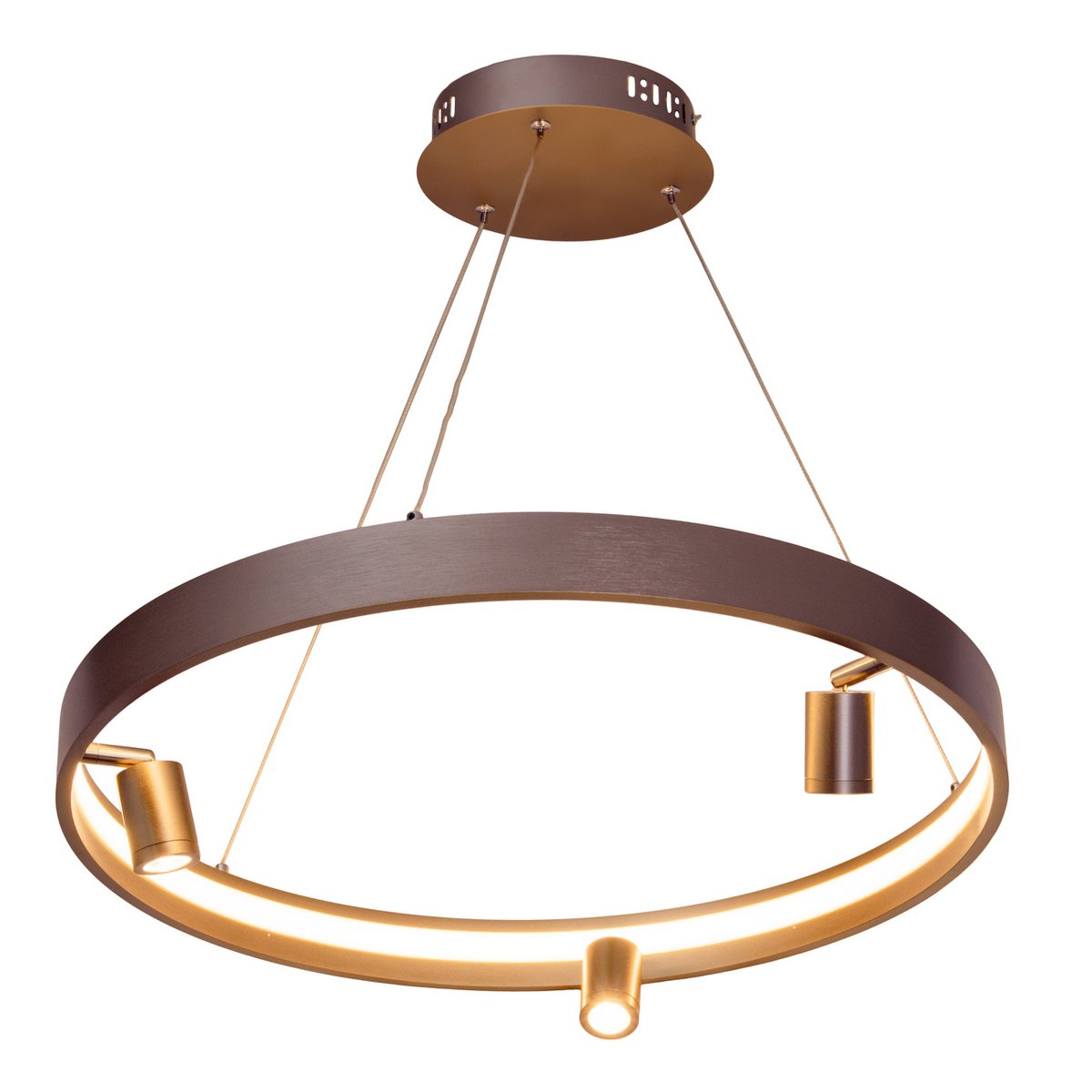 LED -hanglamp "" Tristan ", moderne metalen slinger lamp en plastic in stalen blanco, de LED's zijn stevig geïnstalleerd. Met ongeveer 58 cm Øthie, ideale verlichting voor woonkamer, eetkamer of keuken.