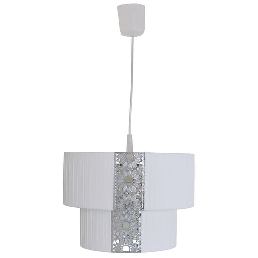 De "Pori" hanglamp tot 120 cm hoog, Ø 30 cm, gemaakt van metaal en polyester, kleur wit, e27 socket