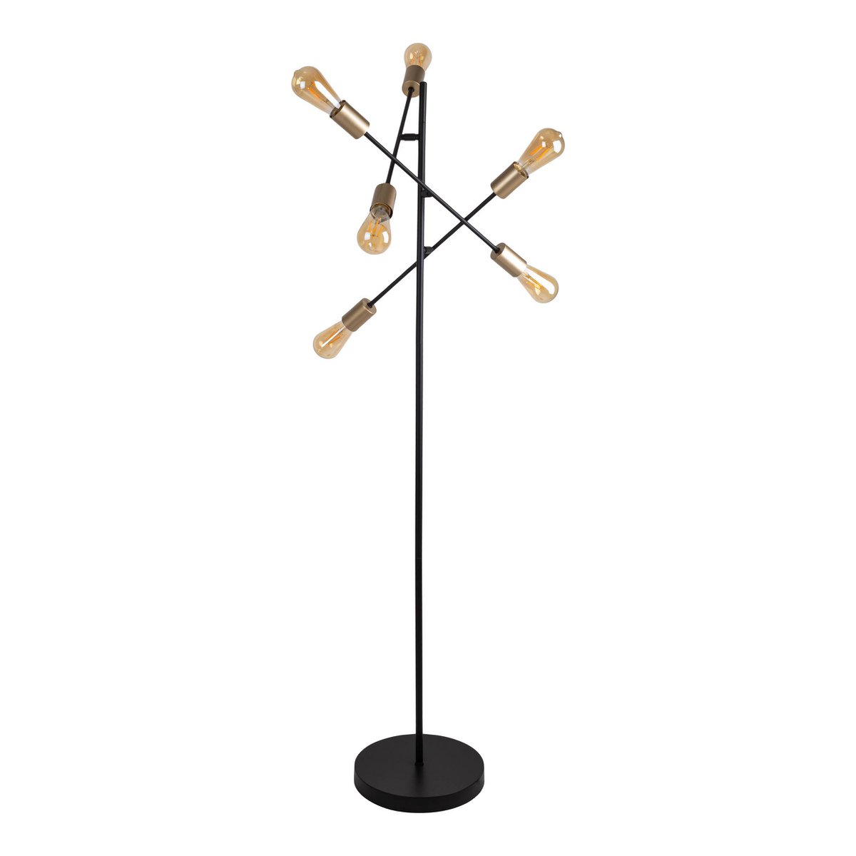 Staande lamp "Modo" gemaakt van zwart in zwart, versies in goud, E27 -aansluiting, vloerlamp voor woonkamer, eetkamer, keuken, gang, gang of kantoor, 150 x 49 cm