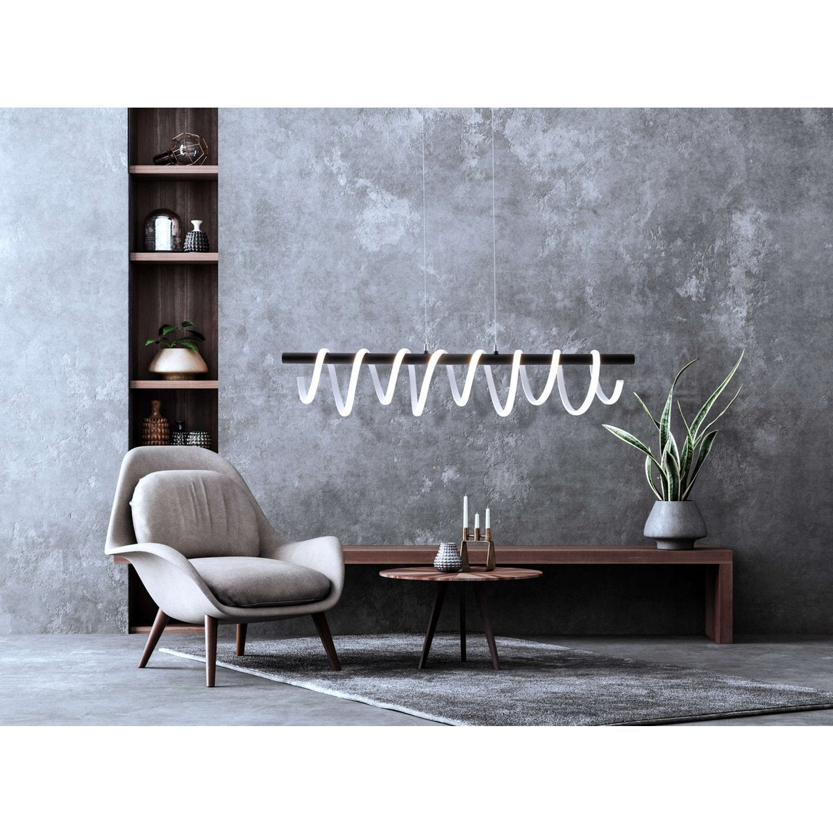 LED -hanglamp "Belleza", moderne metalen slinger lamp in zwart en wit, met stevig ingebouwde LED's, ca. 100 cm lang, de ideale verlichting voor woonkamer, eetkamer of keuken.