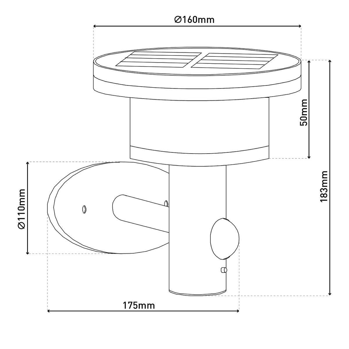 LED Solar Buitenwandlamp "Nora", voor buiten, wandlamp - metaal en plastic in het zwart, met geïntegreerde LED