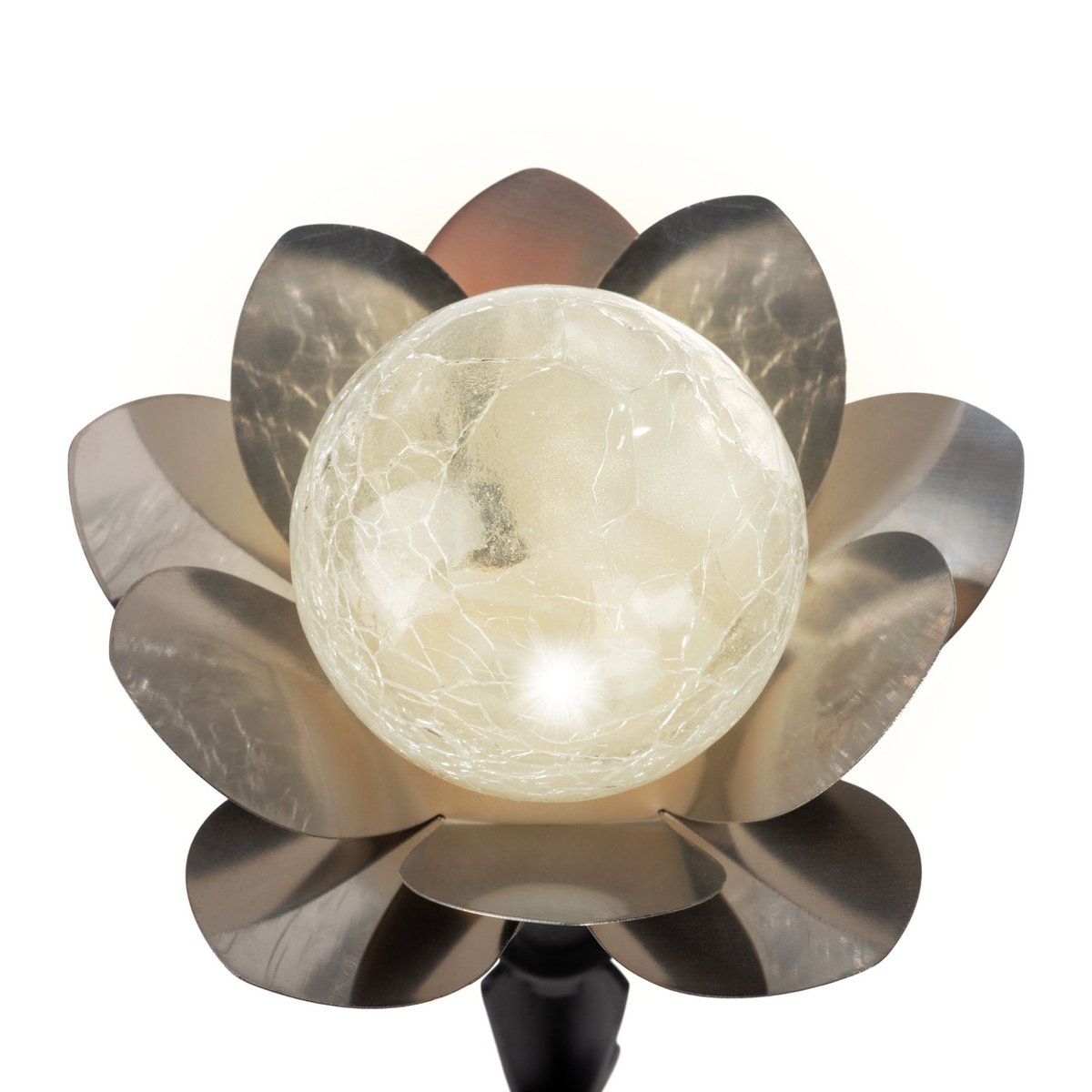 Solar-deco-earthspieß 3 set "lule" Ø ca. 10 cm, ca. 20 cm hoog, roestvrij staal, glas met een knettereffect