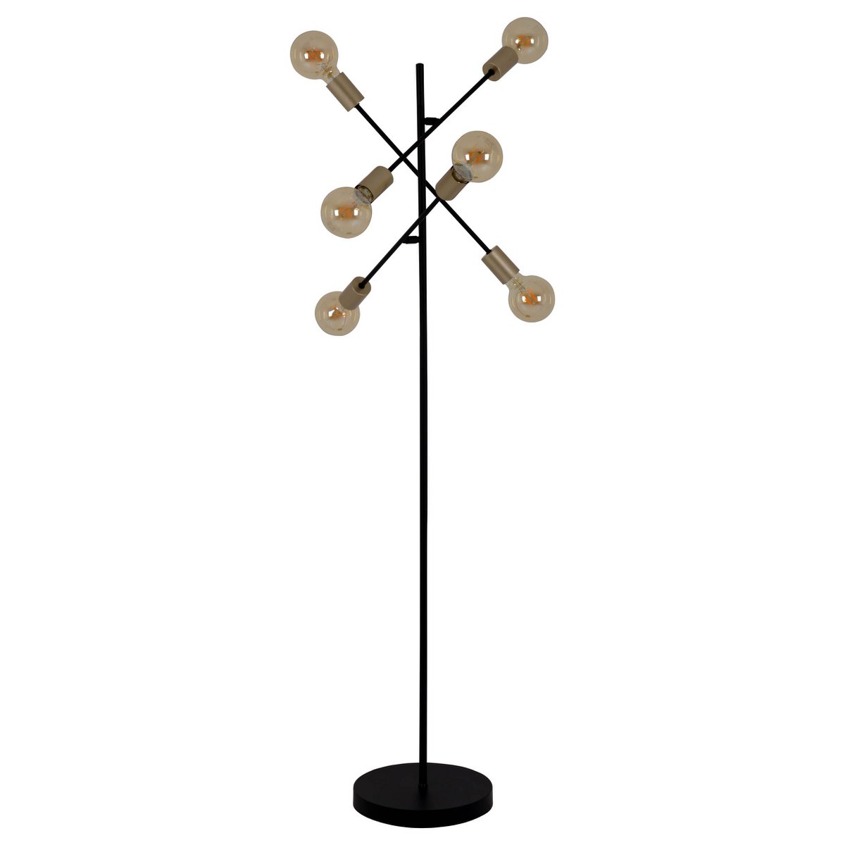 Staande lamp "Modo" gemaakt van zwart in zwart, versies in goud, E27 -aansluiting, vloerlamp voor woonkamer, eetkamer, keuken, gang, gang of kantoor, 150 x 49 cm