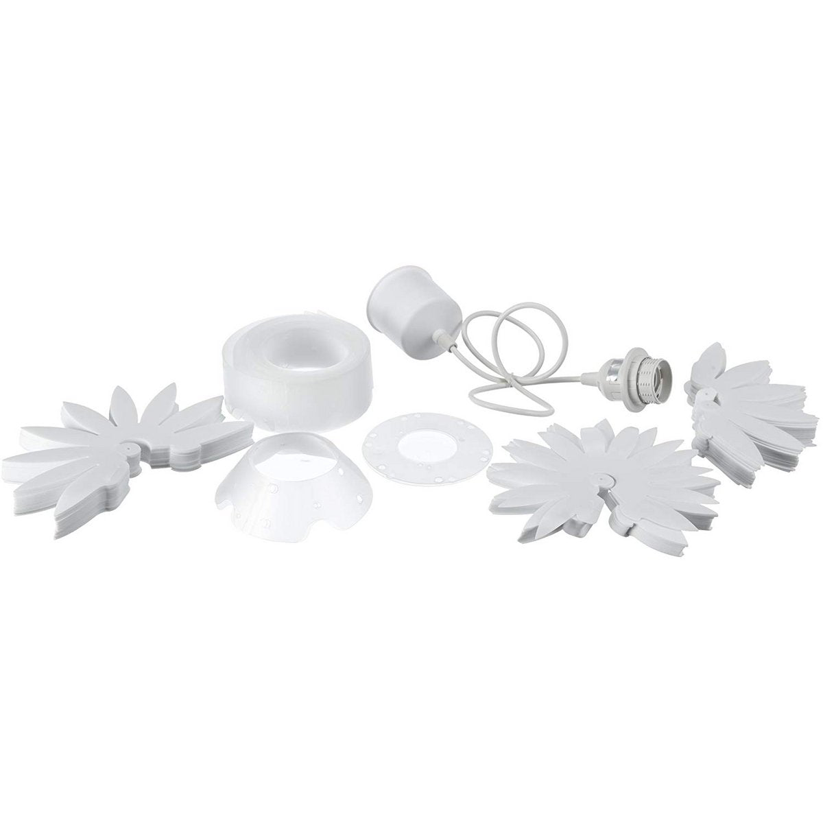 Hanger lamp "lotus" speelde hangende lamp gemaakt van wit plastic, met stevig geïnstalleerde LED's en een Øvon ca. 47 cm