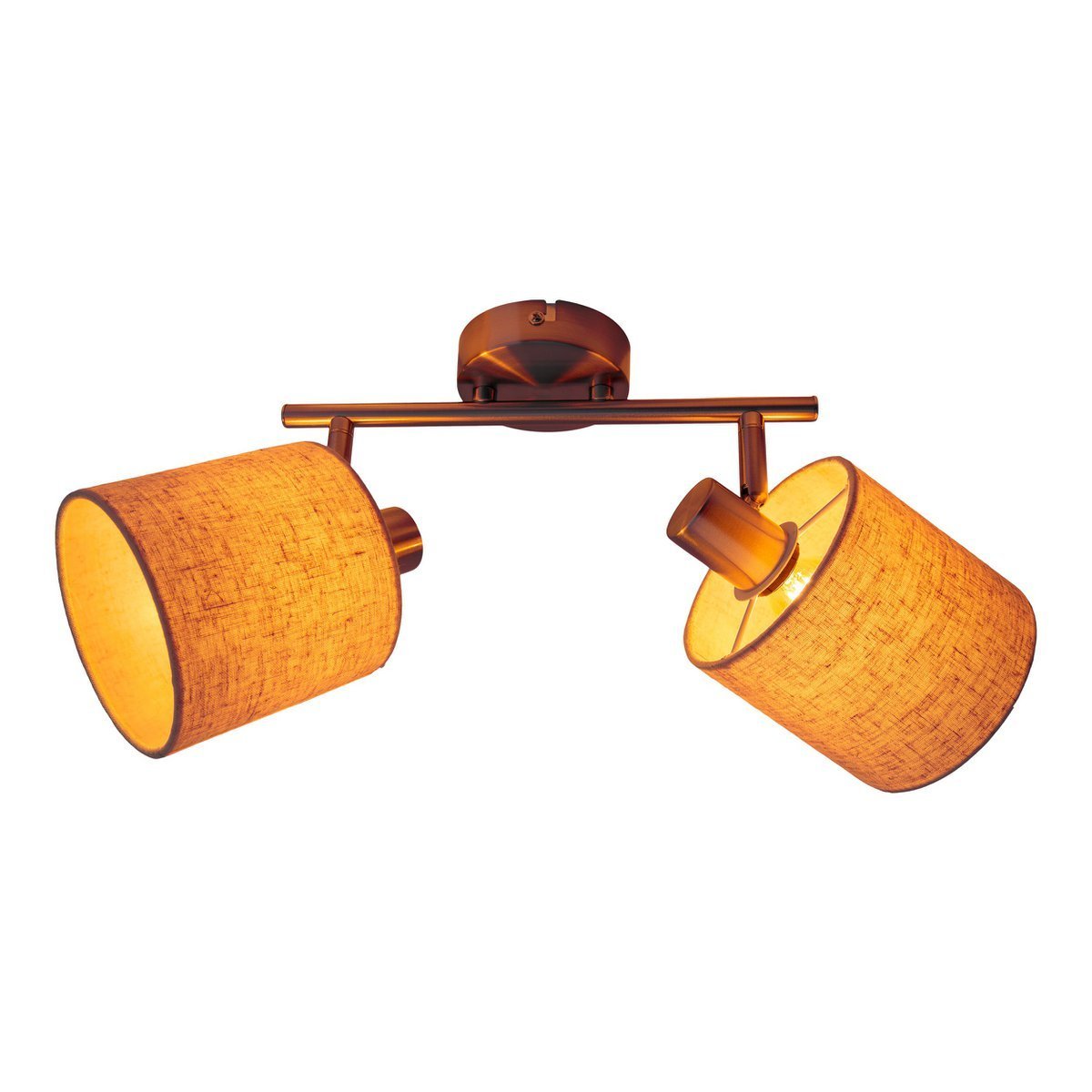 Muur en plafondlamp met 2 zitplaatsen "Maron" gemaakt van metalen satine mat met stof paraplu's in de natuur, met E14-aansluiting, lamp voor woonkamer, eetkamer, gang en kantoor, 46 x 12 cm