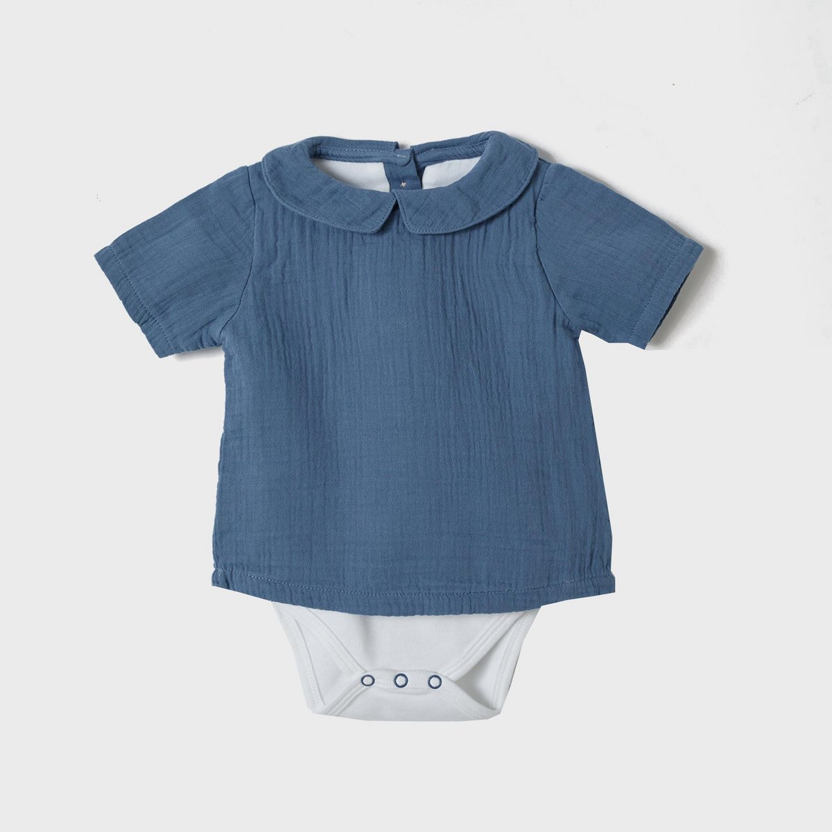 OrganicEra Biologische mousseline overhemdbody, Indigo
