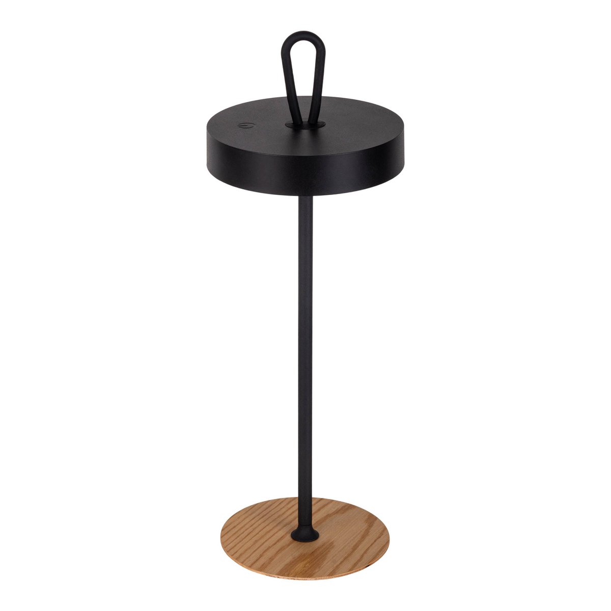 LED -batterijtafellamp magnetisch voor buiten en binnen, gemaakt van metaal en plastic in zwart, 36 cm hoog