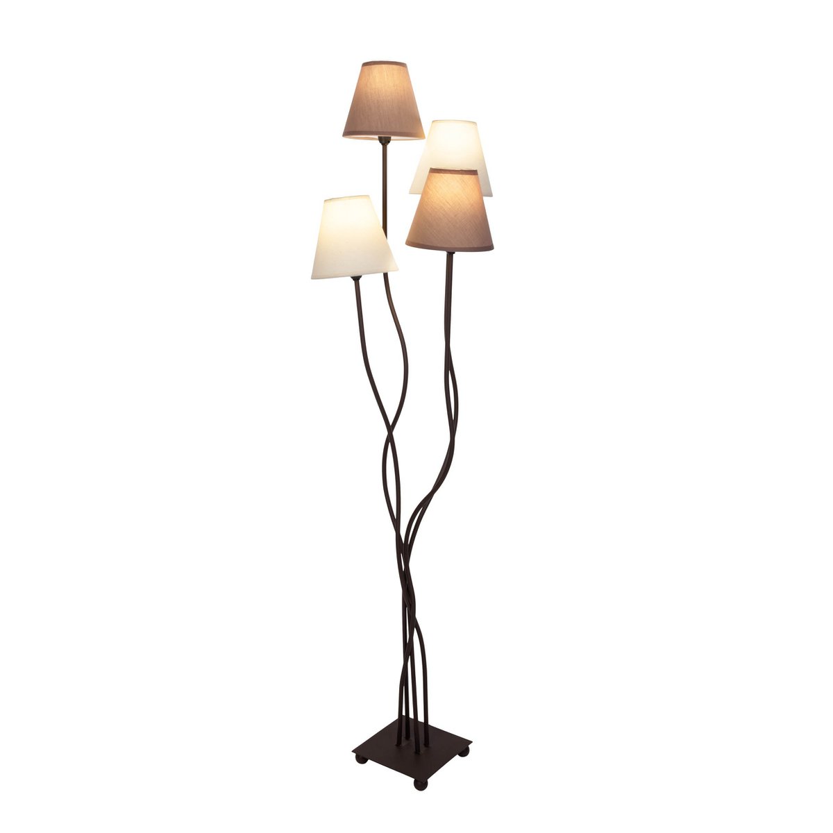 Textiel staande lamp 4-flame "boho", vloerlamp in beige/bruin, met E14-aansluiting, voor eetkamer, woonkamer, gang of kantoor, 138 cm hoog