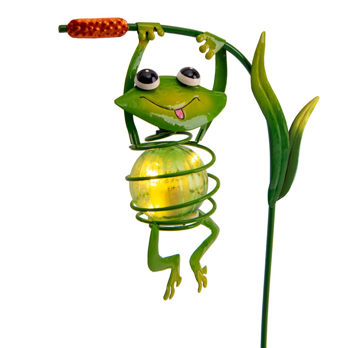 2 Set Solar-Deco Hanglight "Frosch" ca. 20 en 66 cm hoog, gemaakt van geschilderd. Dawn Sensor;