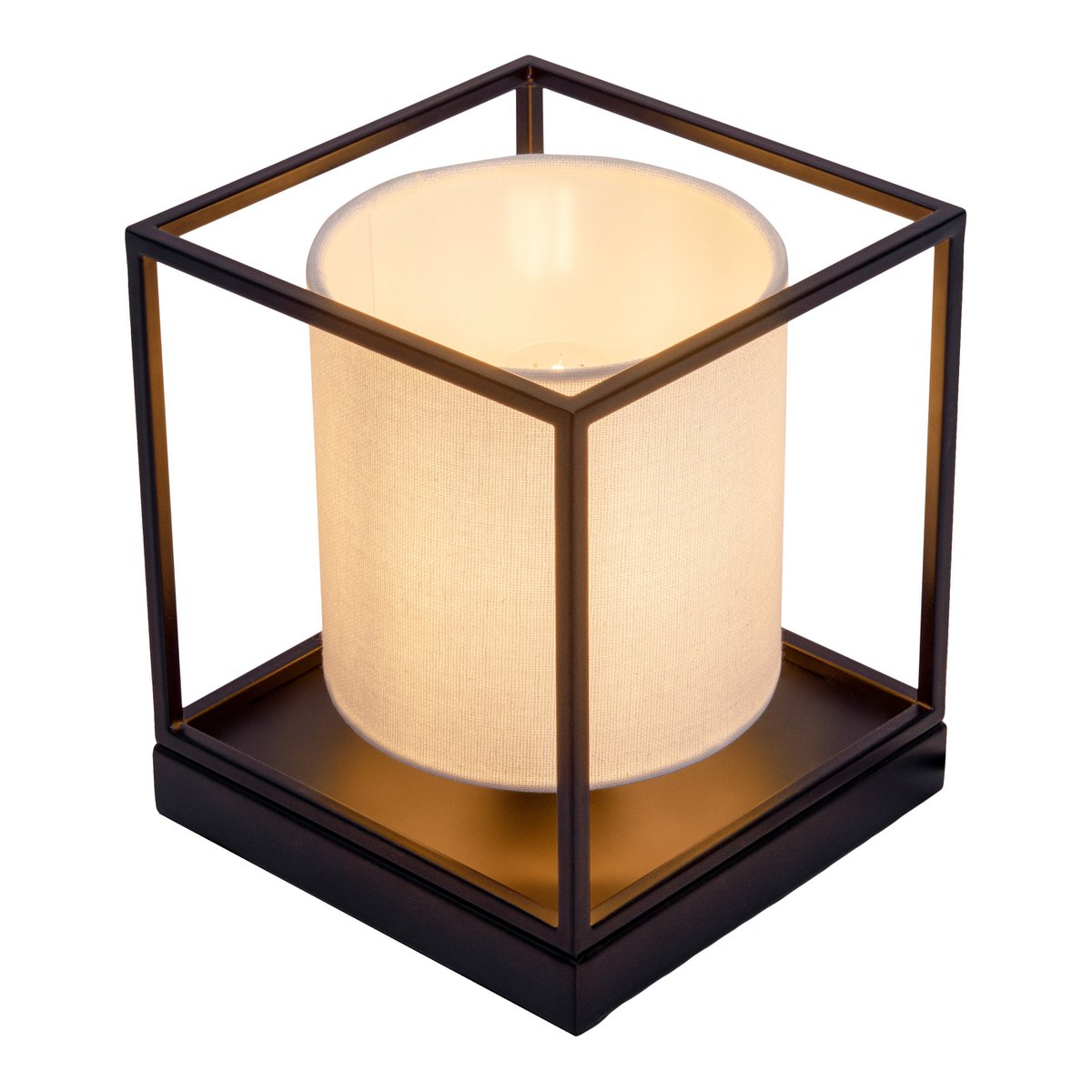 Tafellamp "Beta" wit gemaakt van metaal met stof paraplu in wit, met E14 -aansluiting, lamp voor woonkamer, eetkamer, gang en kantoor, 15 x 15 x 17 cm