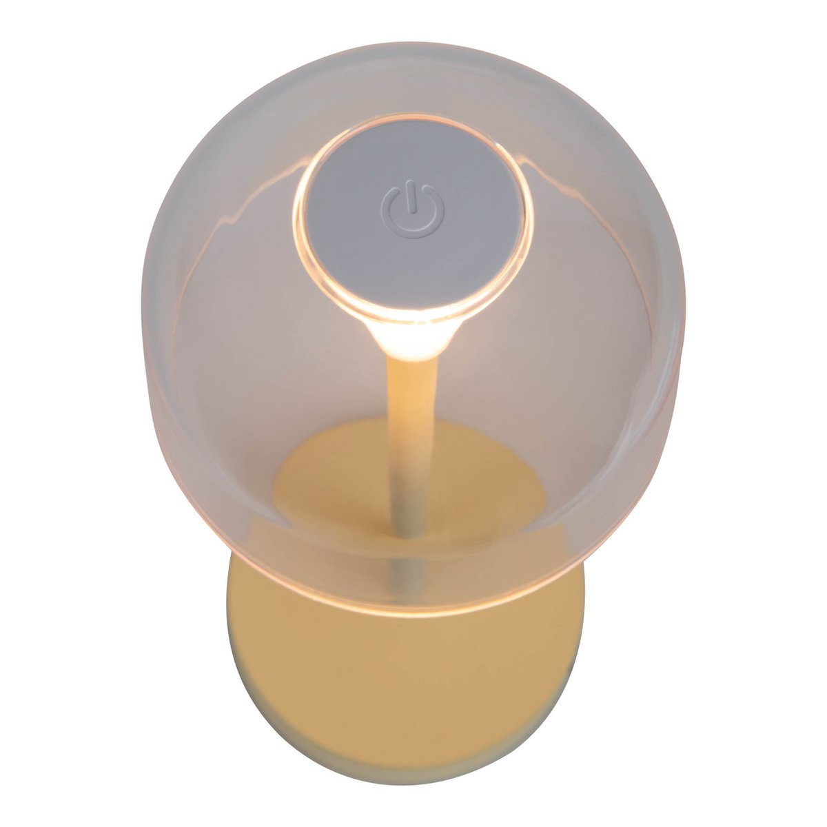 2-ex-ingestelde LED-batterijtafellamp "Gomba" voor buiten en binnen, gemaakt van metaal en plastic in geel, 18,5 cm hoog