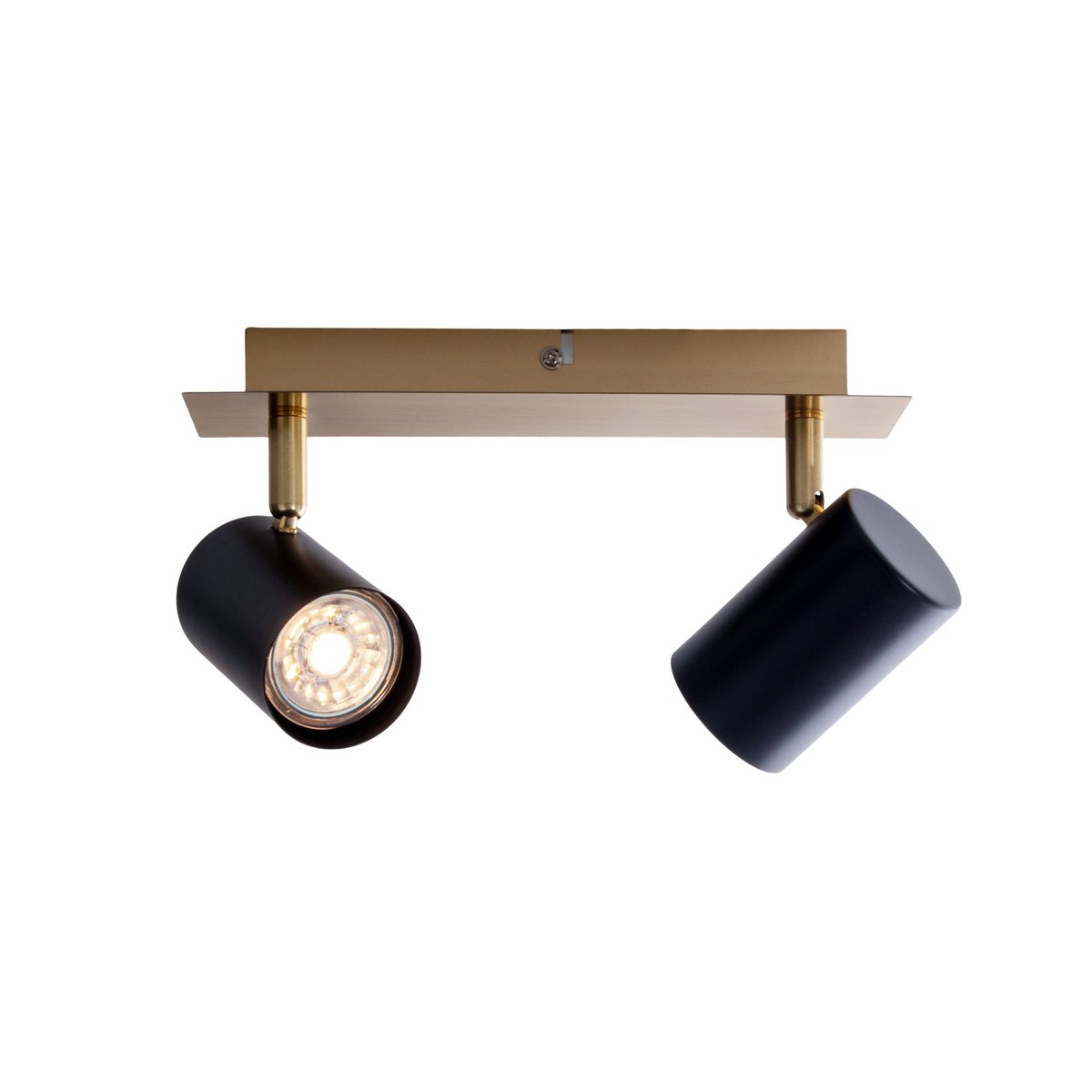 Muur- en plafondlamp met 2 zitplaatsen "Frida" in metalen zwart / goud, plafond schijnwerpers, GU10, plafondlamp voor eetkamer, woonkamer, gang of kantoor, 24 cm lang