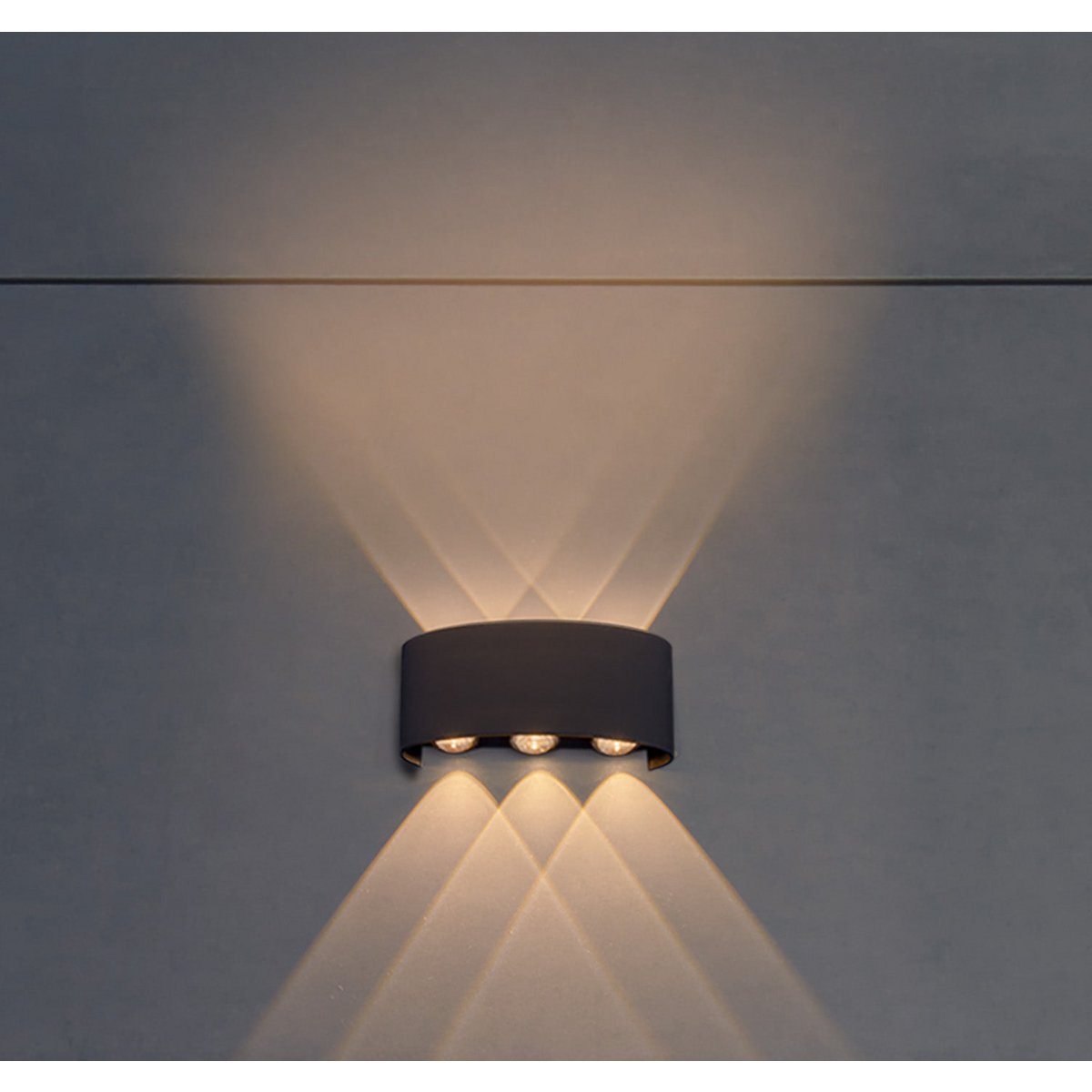 LED Outer Wall Lamp "Auron", gemaakt van metaal in antraciet, met geïntegreerde LED