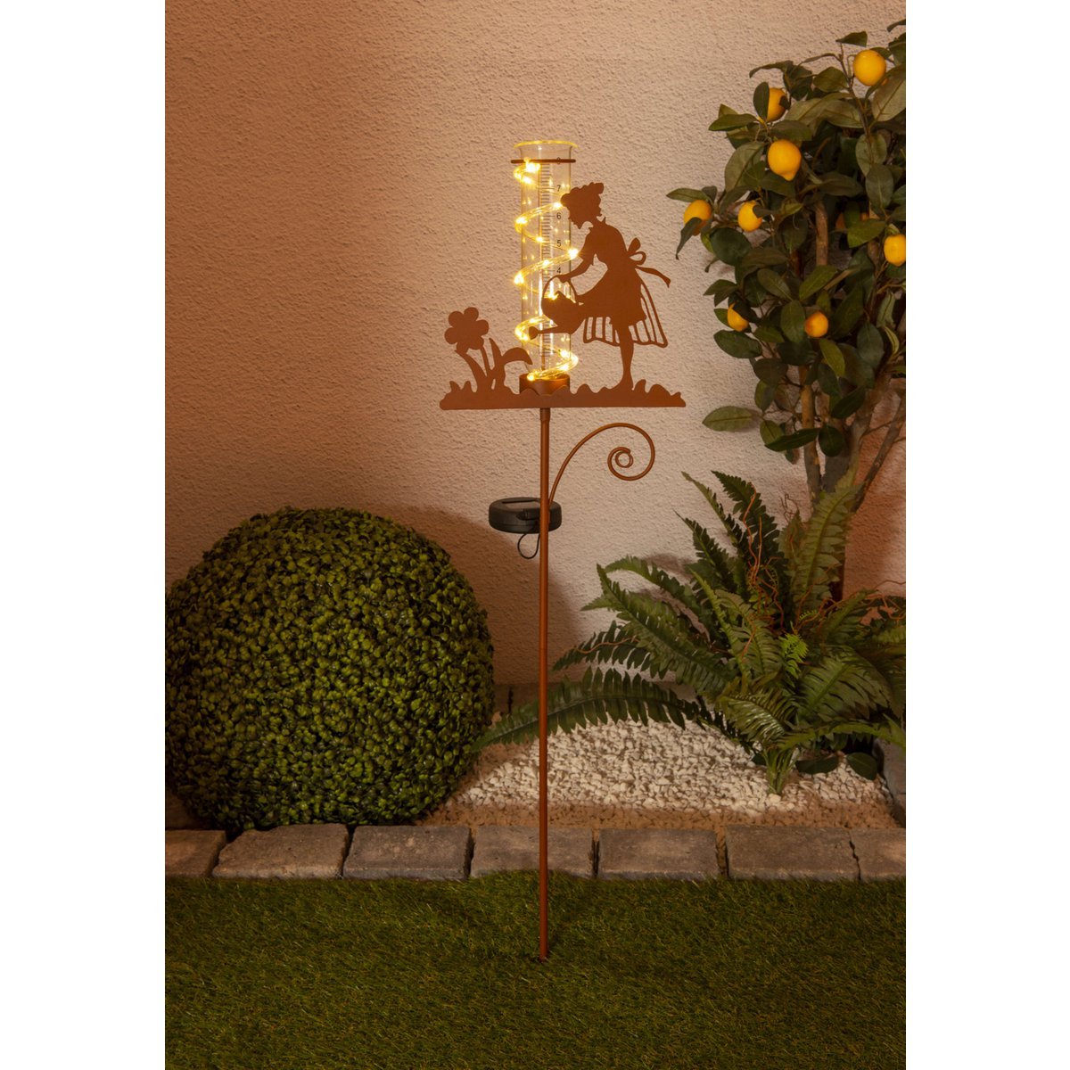 LED Solar Earth Skewers H: 95 cm, voor buiten, spiesjes gemaakt van metaal en glas en plastic in bruin, met geïntegreerde LED