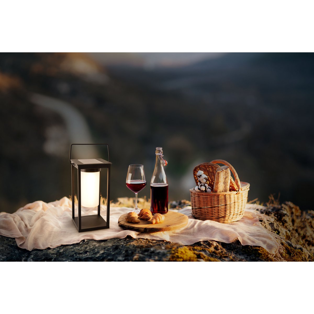 LED -camping/plintlamp H: 28 cm, voor buiten, plintlamp - metaal en plastic in het zwart, met geïntegreerde LED