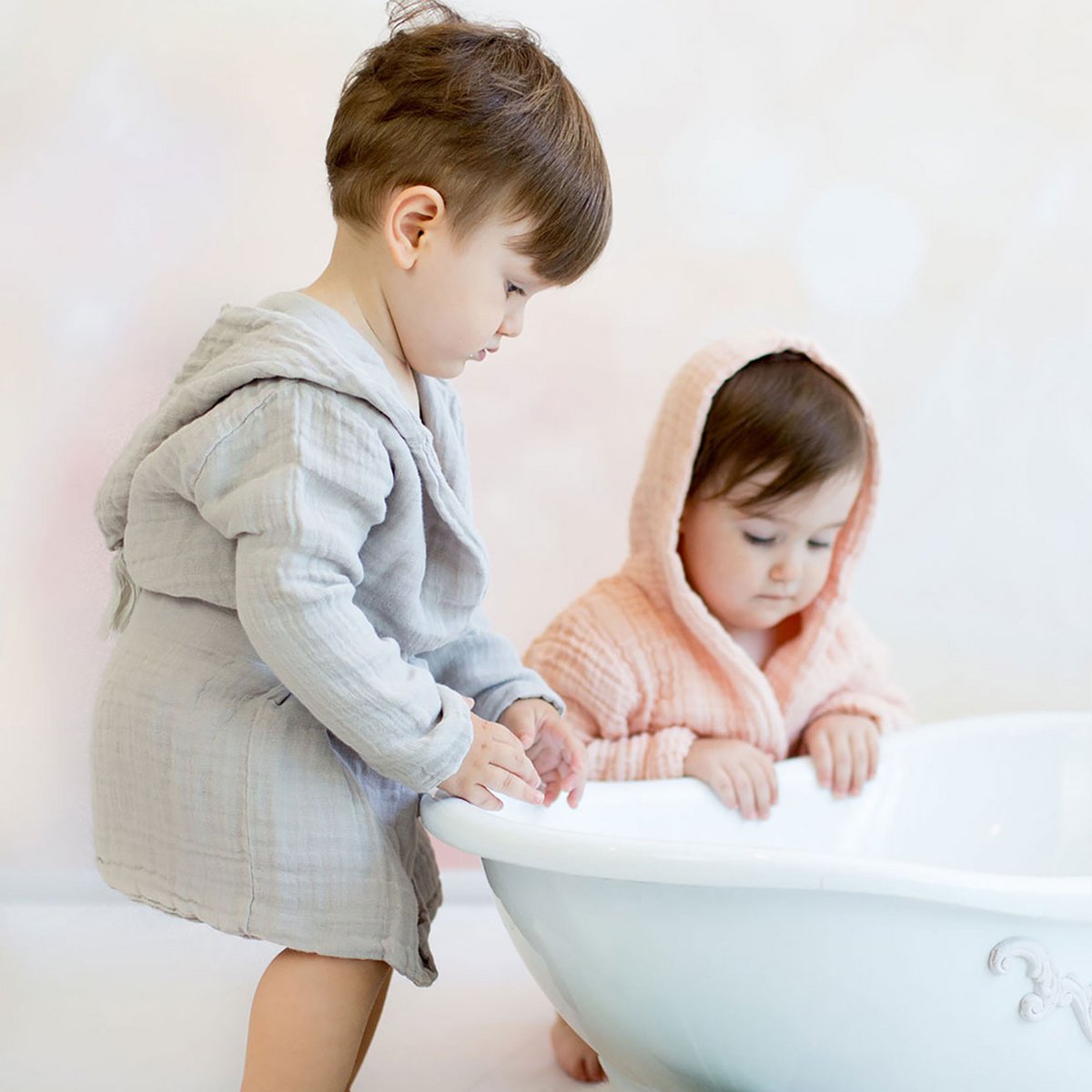OrganicEra biologische mousseline kinderbadjas, 3-4 jaar, grijs
