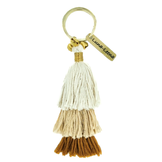 Luna -Leena Keychain Tassels Brown - Bag Charm - Organic Cotton - Handmade in Nepal - Bag Hanger