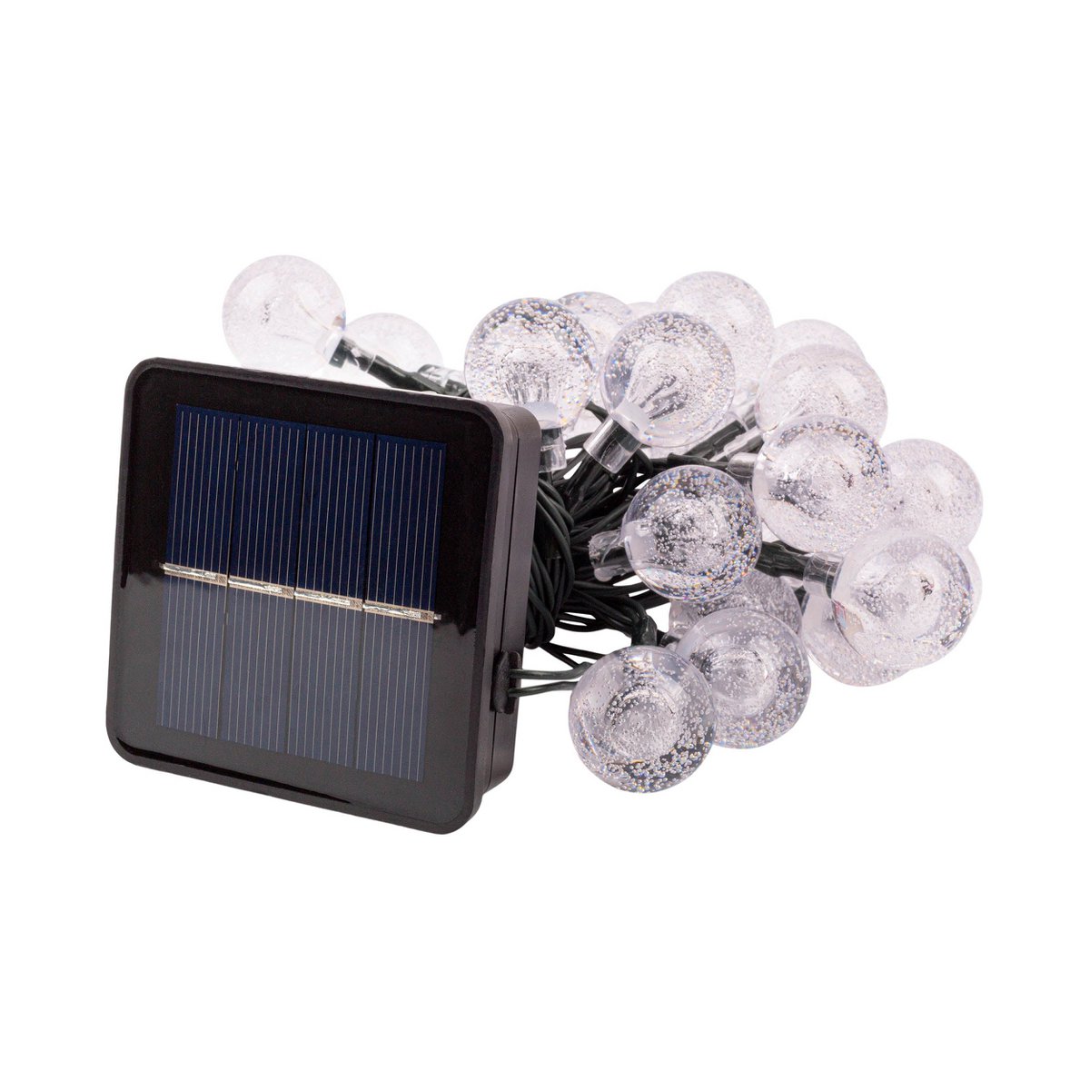 Buiten lichte keten met decoratieve ballen in glazen look, 868 cm lang, warm wit,