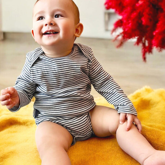 OrganicEra biologische baby-rompertje met lange mouwen, indigo gestreept