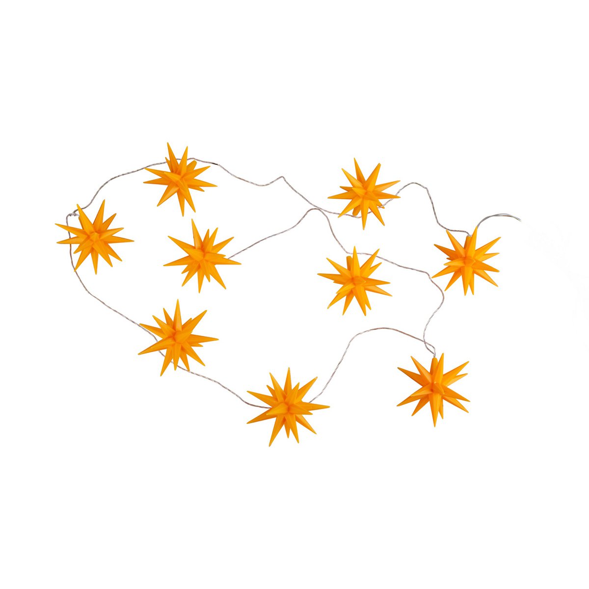 LED -lichte keten "3D -sterren" gemaakt van plastic in geel, met stevig geïnstalleerde LED's, kerstdecoraties voor buiten