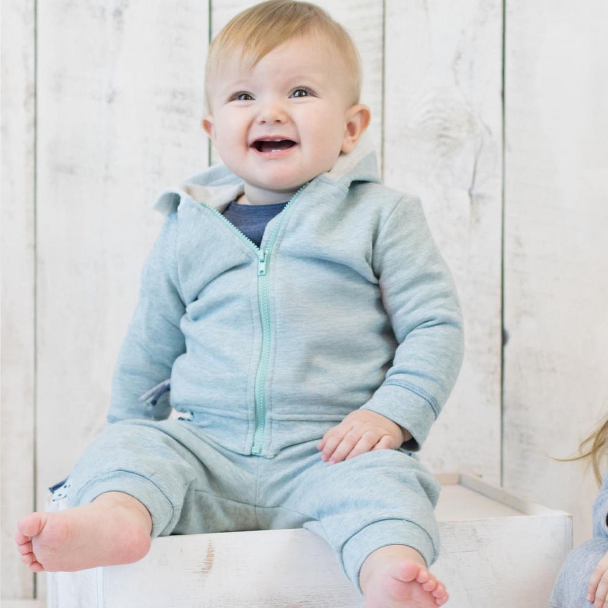 OrganicEra biologisch babyjack met capuchon, aqua