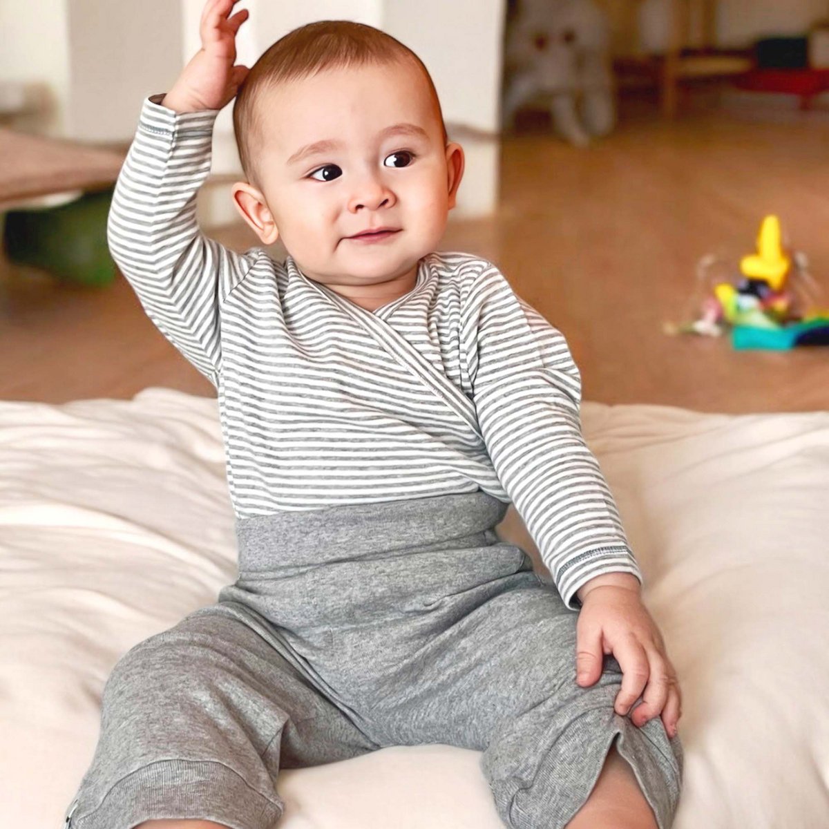 OrganicEra Biologisch babybroekje met elastische band, grijs