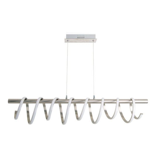 LED -hanglamp "Belleza", moderne metalen slinger lamp en plastic in nikkel mat en wit, met stevig gebouwd -in LED's, 100 cm lang. De ideale verlichting voor woonkamer, eetkamer of keuken.