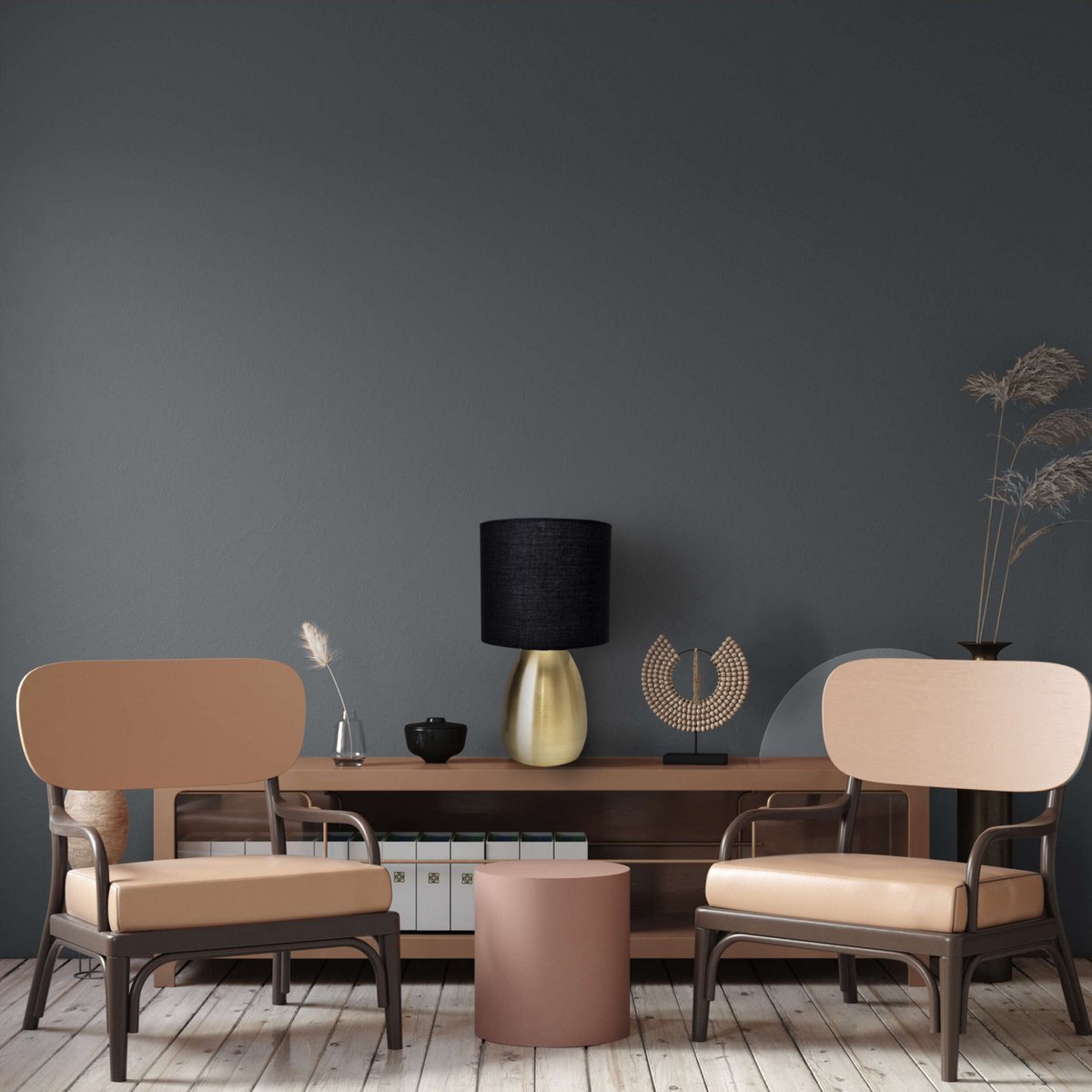 Taflamp "Aurum" 33 cm hoog in goud/zwart, gemaakt van metaal en textiel, met E14 -versie, verlichting voor eetkamer, woonkamer, gang of kantoor