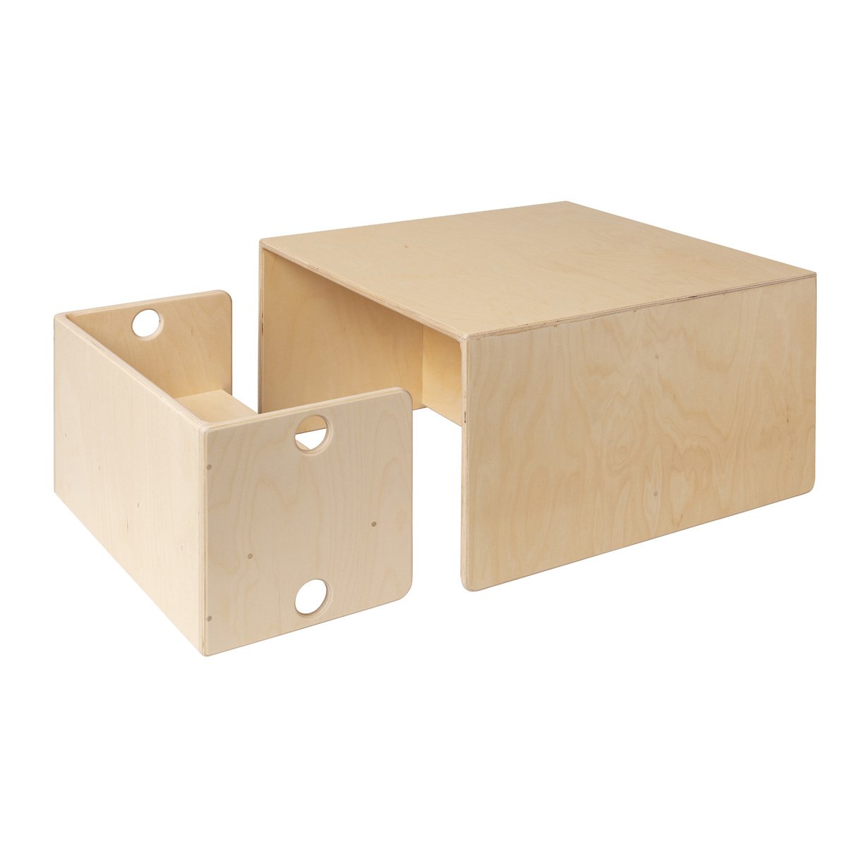 Van Dijk Toys houten kubustafel & kinderbank Naturel - 75x75x40cm (kinderopvang kwaliteit)