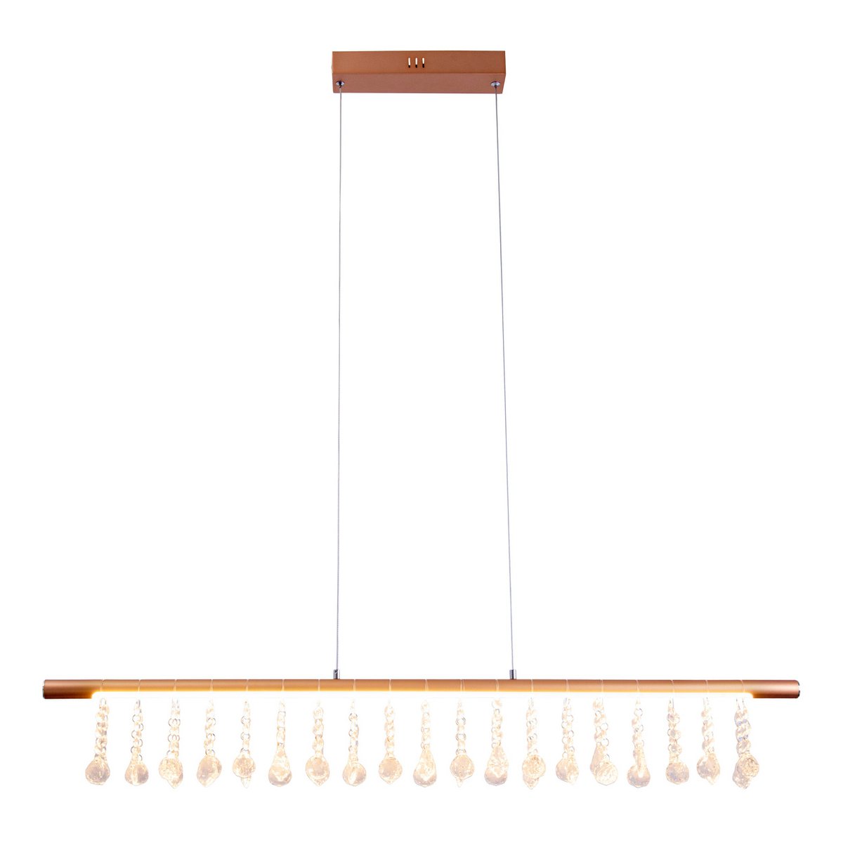 Led hanglamp "nobilis" lengte ongeveer 100 cm, gemaakt van metaal en plastic in goud, met stevig geïnstalleerde LED's, verlichting voor woonkamer, eetkamer of kantoor