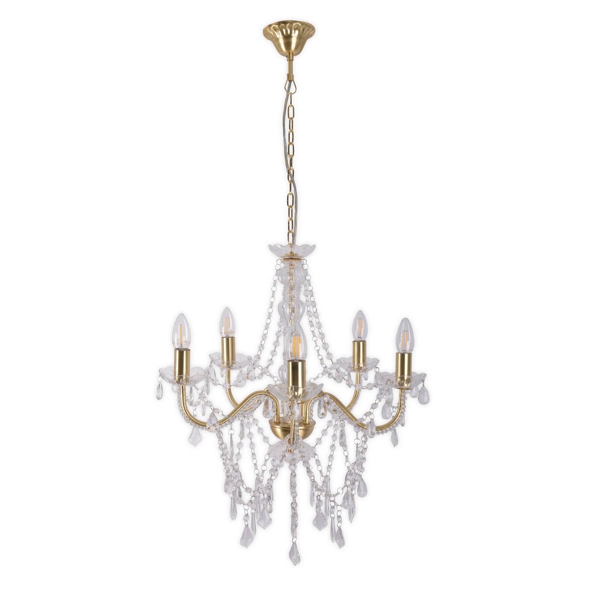 5 Kroon "Cecilia" Ø 52 cm, gemaakt van metaal en acryl, in goud, E14