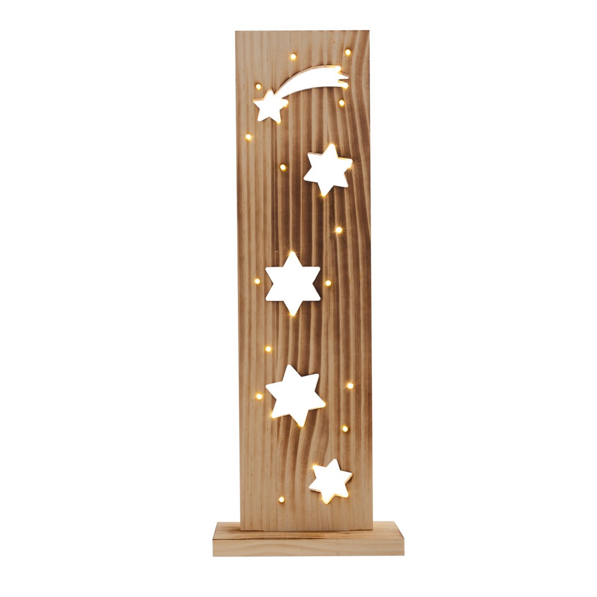 Led Wood Decolum "Stars", gemaakt van natuurlijk hout met vaste LED's, kerstdecoratie voor buiten
