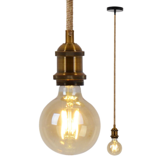 Metalbaldachin "Ontario" decoratieve hanglamp gemaakt van metaal in alt-messing en jute, E27-versie, verlichting voor woonkamers of kantoor.