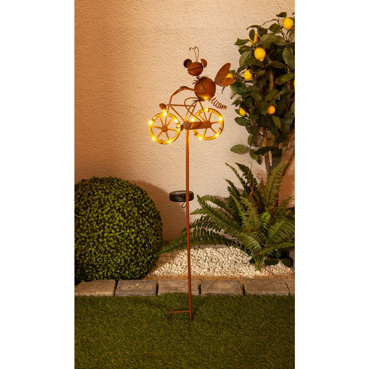 LED Solar Earth Skeer Skeer Brown H: 88cm, voor buiten, metaal en plastic aarde spies in bruin, met geïntegreerde LED