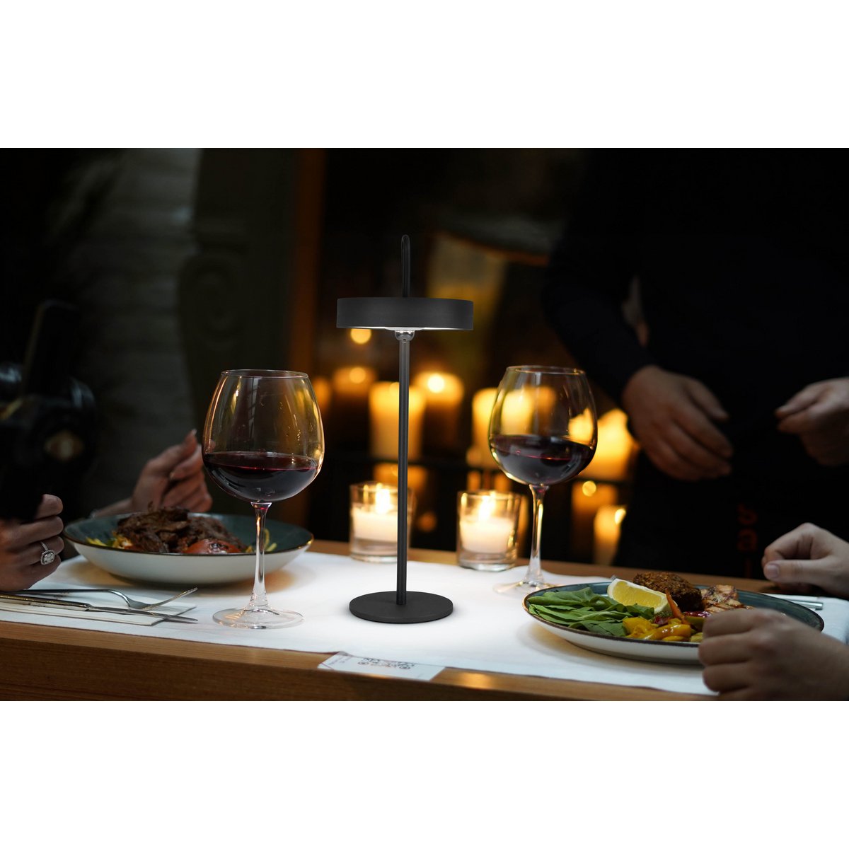 LED -batterijlamp magnetisch "Ella" voor buiten en binnen, gemaakt van metaal en plastic in zwart, 35 cm hoog