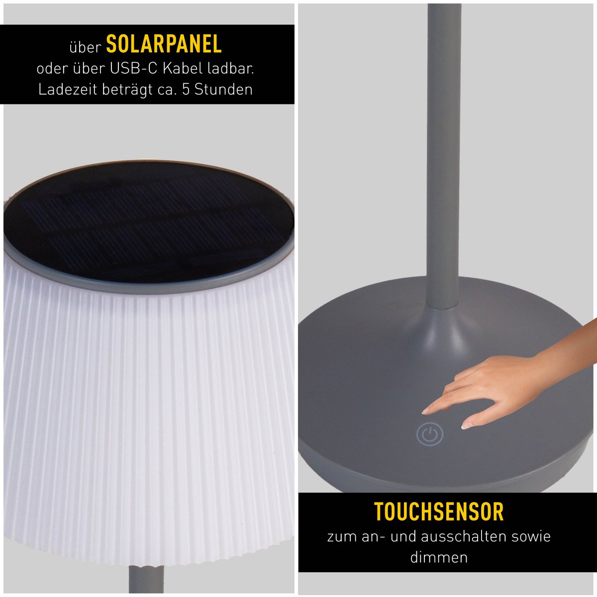 LED -licht "Emmi" voor buiten en binnen, tafellamp gemaakt van metaal en plastic, met stevig gebouwd -in LED's, LED -tafellamp voor balkon, terras, tuin, woonkamer, wintertuin, ca.